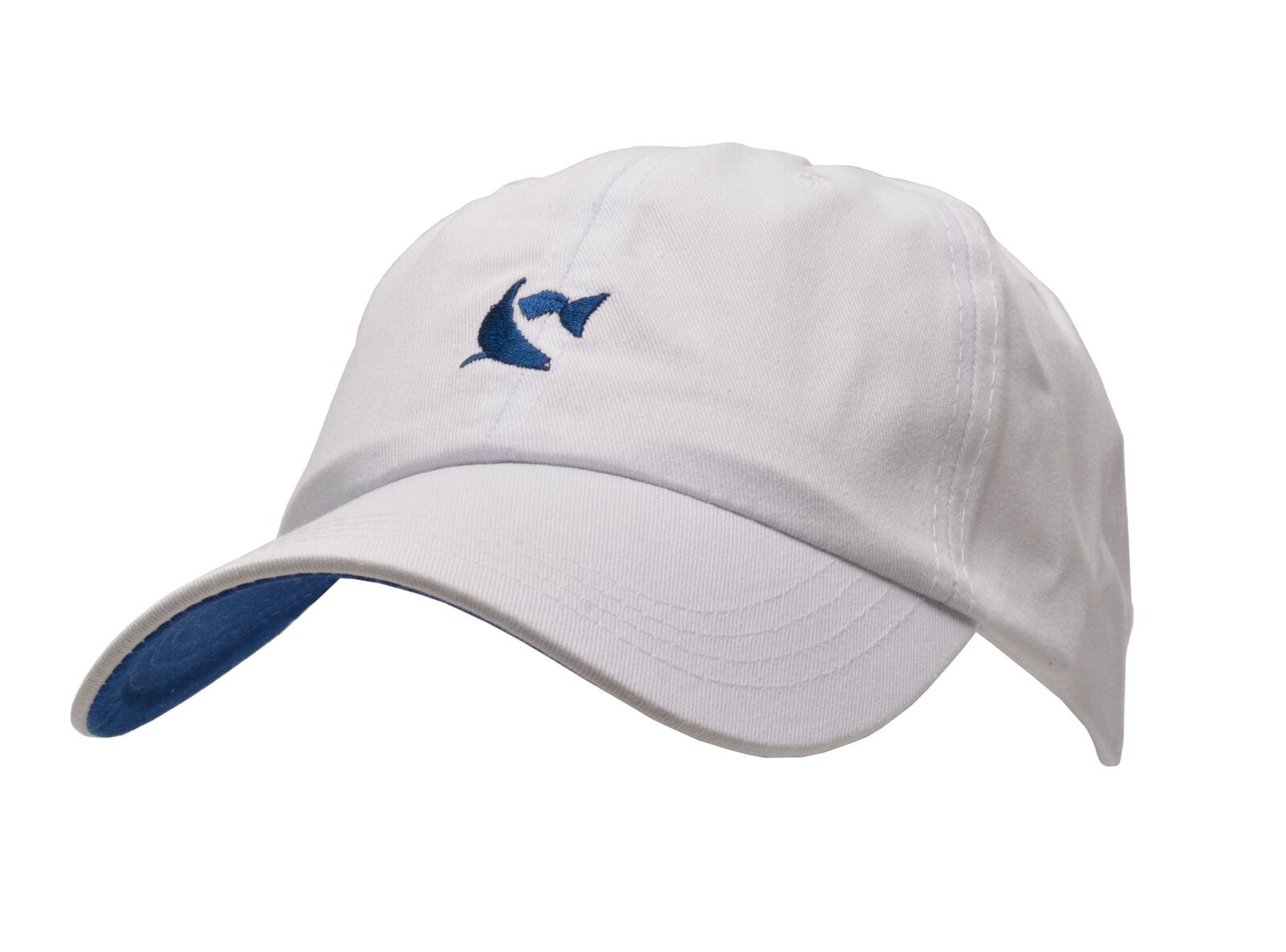 white and blue polo hat
